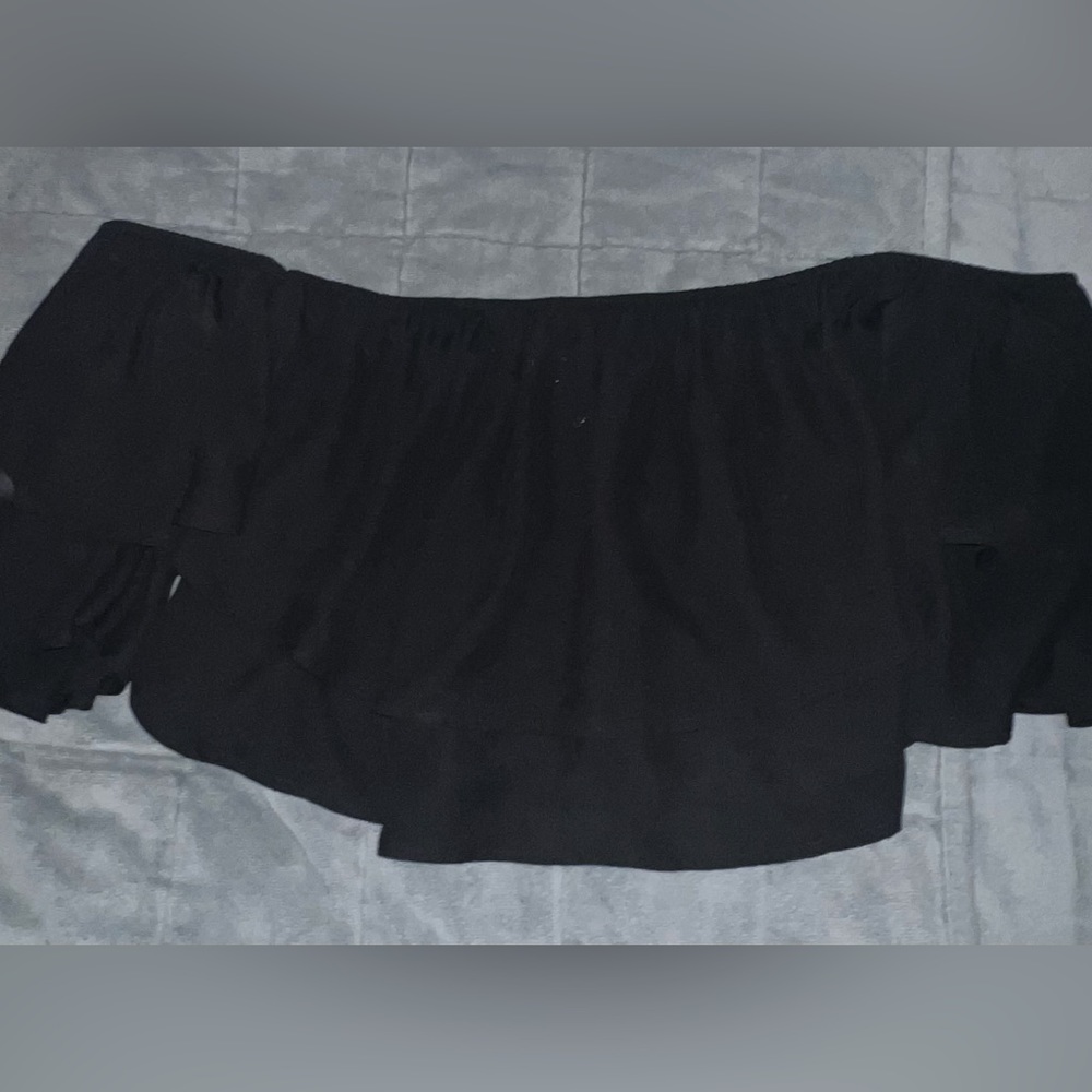 Black Off-the-Shoulder Ruffled Blouse